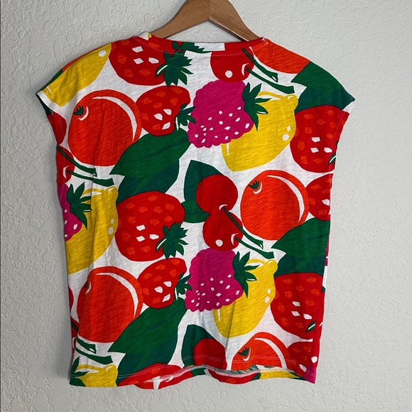 Boden Fruit Slub Tee Lemon Orange Print Strawberry Bright Colorful Summer Top - Picture 6 of 8